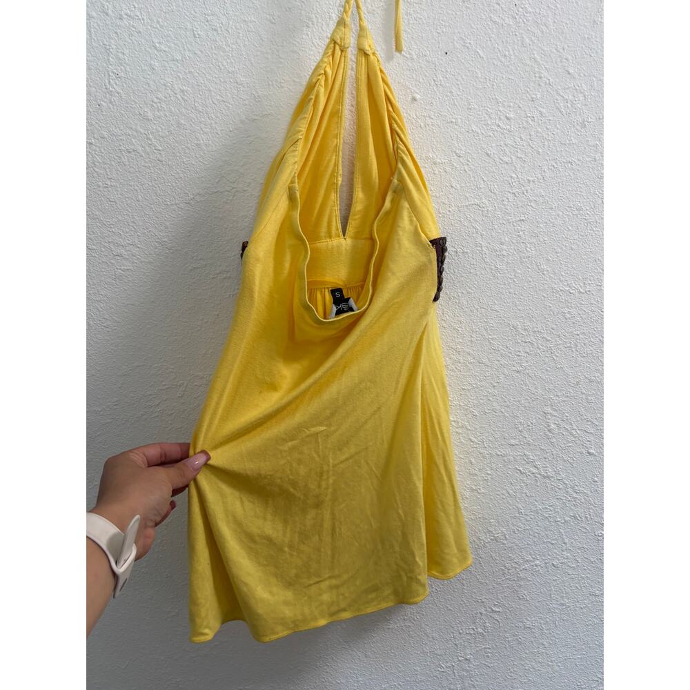 Vintage Y2K SKY Yellow Embellished Halter Top Size S - Picture 2 of 3